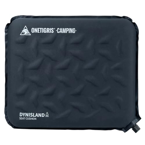 ONETIGRIS Inflatable Seat Cushion - Lightweight Self-Inflating Memory Foam Seat Cushion for Stadiums, Camping, Bleachers, Airplane Travel,Waterproof Portable(1 Pack Black)