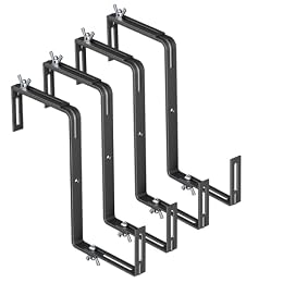 NBPUJ Adjustable Planter Box Brackets,Enhanced Bottom Support,Universal Outdoor Hanging Brackets,Flower Box Brackets for Fence Railings, Windowsill, Patio, Garden,Balcony. (Black)