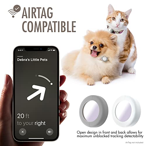 Sweet-Baby-Co-Airtag-Cat-Collar-or-Extra-Small-Dog-Collar-Holder-2-Pack-Fits-Half-Inch-Collars-for-Pet-Compatible-Apple-Air-Tag-Waterproof-GPS-Tracker-Case-Kitten-Cats-Dogs-WhiteGray