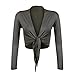 Produktbild Gloop Damen Schöne, Elegante Bolero Jäckchen Langarm Bolero zum Knoten (Dunkelgrau, XL)