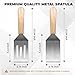 Stainless Steel Spatula Set, 2 Pieces Metal Spatula for Cast Iron Skillet, Metal Spatulas for Kitchen Use with Wooden Handle, Ideal for Frying Steak, Pancake, Cookie, Burger, Brownie or Desserts