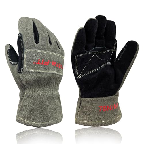 Intra-FIT Professional Structural Fire Fighter Glove, 2D Curved Fingers, Heat & Flame resistance, Fire-fighting Gloves(M)