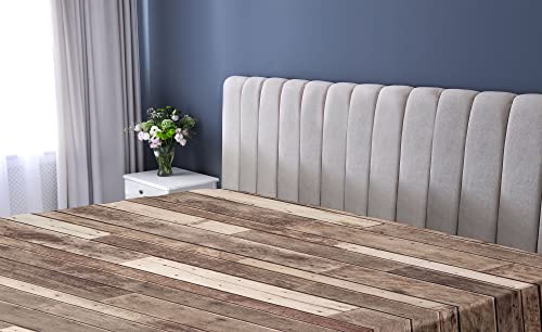 Ambesonne Wooden Print Fitted Sheet, Wall Floor Textured Planks Panels Art Grain Cottage Lodge Hardwood Pattern, Bed Cover with All-Round Elastic Deep Pocket for Comfort, Full Size, Brown