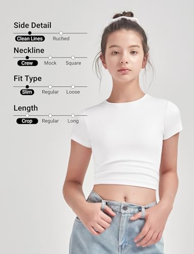 Image of EXARUS 3 Pack Girls Square Neck Top Fitted Tshirt Trendy Cute Crop Tops Tee