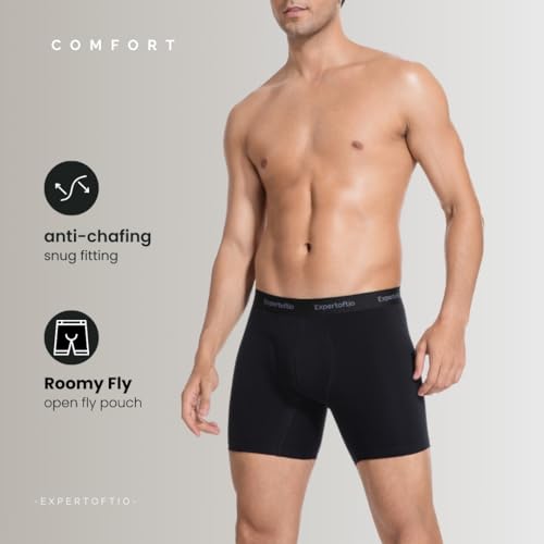 Cotton Men's Underwear Boxer Briefs 6 Pack, Breathable, 6 Inch, Fly Opening, Soft, No Ride Up, Moisture Wicking4