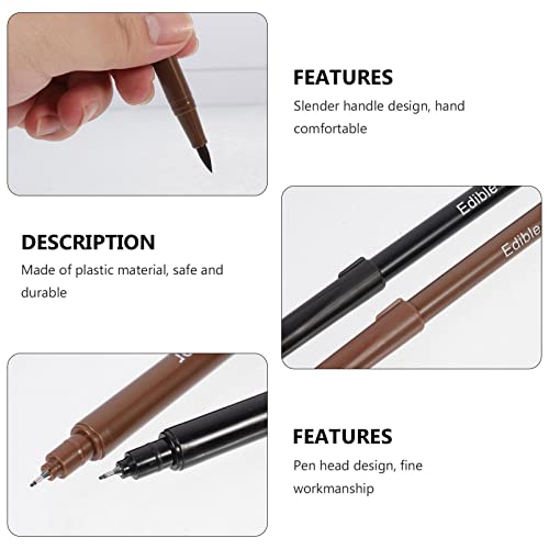 Luxshiny Marcadores Comestíveis Pretos E Marrons para 2 Peças Canetas de Coloração de Cozimento Come