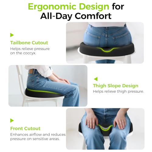 AUVON Donut Cushion for Hemorrhoids with Double U-Shape & Thigh Relief Slope, Seat Cushion for Office Chair, Car, Sciatica, Postpartum PregnancyDonut Pillow for Coccyx Pain & Pressure Relief - Cosy Home Interiors AUVON Donut Cushion for Hemorrhoids with Double U-Shape & Thigh Relief Slope, Seat Cushion for Office Chair, Car, Sciatica, Postpartum PregnancyDonut Pillow for Coccyx Pain & Pressure Relief - Image 4