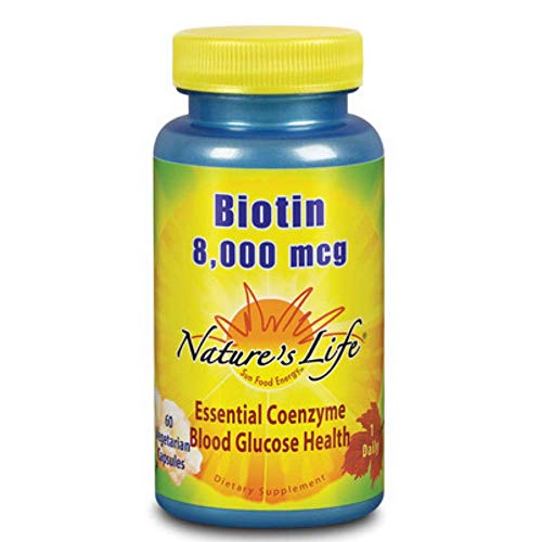 海外直送品 Nature's Life Biotin, 60 vcaps 8000 mcg
