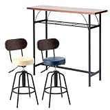 North Orange テーブル チェア 3点セット ハイテーブル 昇降式 チェア (アイボリー ネイビーブルー) タムシリーズ
