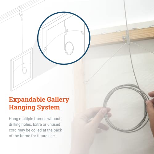 Image of Loop Hanging Steel Cables 72-inch - Supports 25 lbs - 5 Pack - Stainless Steel Braided Picture Hanging Cord for Picture Rail System
