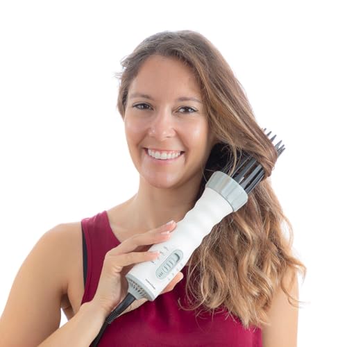 Cepillo Secador de Pelo 3 en 1 con Aire Caliente – Seca, Moldea y Riza sin Frizz – Volumen, Brillo y Ondas Naturales – Antiencrespamiento, Rápido y Fácil de Usar – Para Todo Tipo de Cabello – 550W
