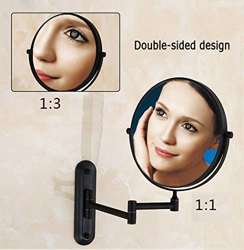 Miroir de maquillage double face avec extension murale noire - 5