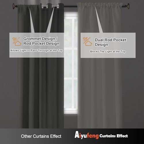 Image of Aiyufeng Blackout Curtains for Bedroom 96 Inch Length 2 Panels Set, Solid Thermal Insulated Privacy Protect Living Room Window Treatment Curtains Blackout Drapes, W52 x L96 Inch, Peal