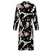FOSKERV Women's Long Sleeve Robe, Soft Comfortable Loungewear with Belt, Fashion Open Front Nightgown for Bedroom, Living Room, Eiffel Tower Flowers Floral Black, (M)