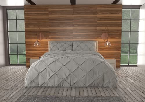 Image of Nestl King Comforter Set Pinch Pleat Comforter, Bedding Comforter Sets, Comforter Set for King Bed, Pintuck Comforter Set King /Cal King Size, Down Comforter with 2 Pillow Shams, 3-Piece - Silver Gray
