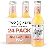TWO KEYS Pink Grapefruit Soda 24 X 200ml - Premium Tonic Mixer | Low Calorie Perfect Paloma Mixer for Tequila, Mezcal, Gin, Vodka, Rum Cocktails | No Artificial Colours or Flavours
