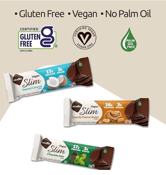 Variety Pack – Slim High Protein Bars, 12 Count (16–17g Protein, 3g Sugar, High Fiber, Low Net Carbs) – Gluten-Free, Dairy-Free, Kosher, Flavors Include Peanut Butter, Chocolate Mint, Brownie, Truffle Toasted Coconut & Espresso – “Made for NuGo Nutrition” in “The Kitchen Queen” Packaging