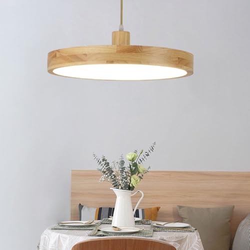 Suspension LED en bois pour salle à manger luminaire rond à intensité variable - 2