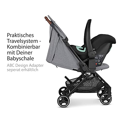 ABC Design Reisebuggy Ping Two – Sportwagen ideal für den Urlaub – Liegeposition – kompaktes Faltmaß mit Transportsicherung – Gesamtbelastung 27 kg - Farbe: tin