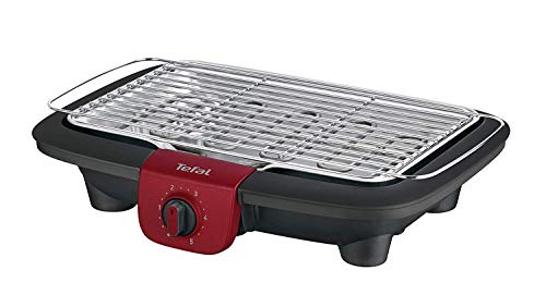 Tefal Easygrill električni stojeći roštilj | BG90F5 | S nožicama za vanjsku upotrebu | Može se koristiti i kao stolni roštilj u zatvorenom prostoru 2300W | 870cm² površina roštilja | Jednostavno čišćenje | crna/bordo crvena