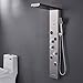 MENATT LED Shower Panel Tower System, 6 in 1 Stainless Steel LED Shower Column, Rainfall & Waterfall Head, Massage Jets, Tub Spout, Handheld Shower(Brushed)
