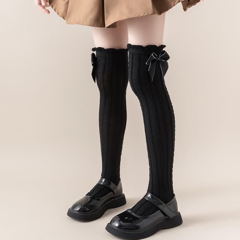 キッズ ガールズ ニーハイストッキングまたはオーバーカーフソックス コットンプリンセスチューブドレスソックス リハビリシューズ バンコク限定