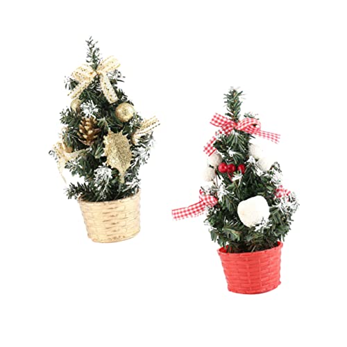 Arbre de Table de Noël 2 Pièces pour Décoration Festive et Ornement de Maison