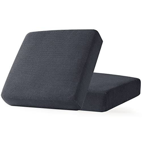 Image of CHUN YI Stretch Couch Cushion Cover Replacement, Fitted Loveseat Sofa Chair Seat Slipcover Furniture Protector, Checks Spandex Jacquard Fabric(2,Gray), 2