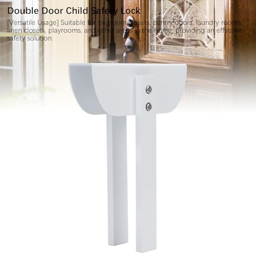 Tbest Bifold Door Lock Doble para Puertas y Protección para Mascotas con Manija Lateral para Cerradura de Puerta Bifold para Clósets miniatura 3