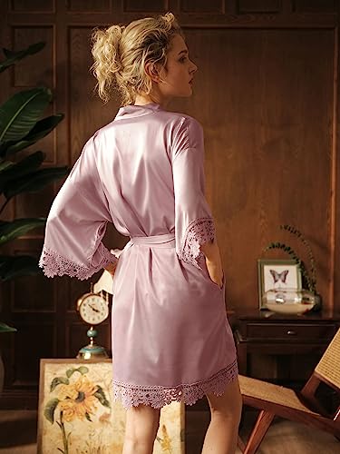 Sioro Silk Satin Pure Kimono Wedding Dressing Gown Kimono Robes Bridal Lingerie Sleepwear S-Xl #TOP6
