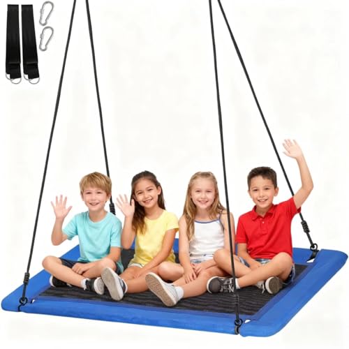 ZENY 60'' Giant Platform Tree Swing Set for Kids and Adults Outdoor Large Swing, 660 lb Capacity, Steel Frame, 2 Hanging Straps