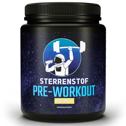 Sterrenstof Pre Workout Booster mit Koffein – Ananas – hochdosierter Booster mit Beta Alanin, Taurin, L- Aminosäuren. Energie-Push vor jedem Workout und Training. 30 Portionen