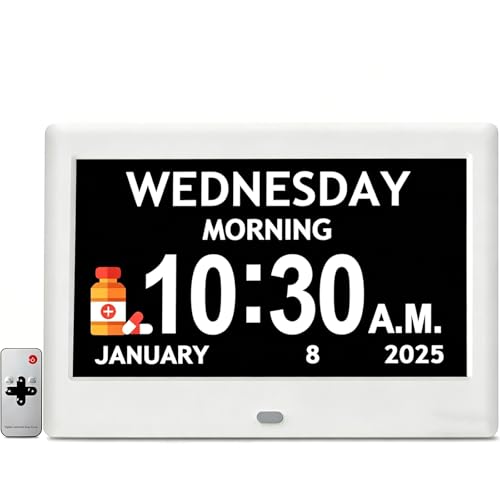 Image of 2025 NEW, Digital Clocks, 7'' Dementia Clock with Date and Time for Elderly, Auto-Dimming, 12 Reminders & 6 Alarms, Button & Remote Control, Auto DST, Digital Calendar for Seniors Large Display