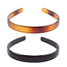 Set of 2 Simple Fashion Plastic Headband Fine Tooth Hairband Headwear Hair Hoop Hair Acessories for Womens Lady Girls Black +Brown