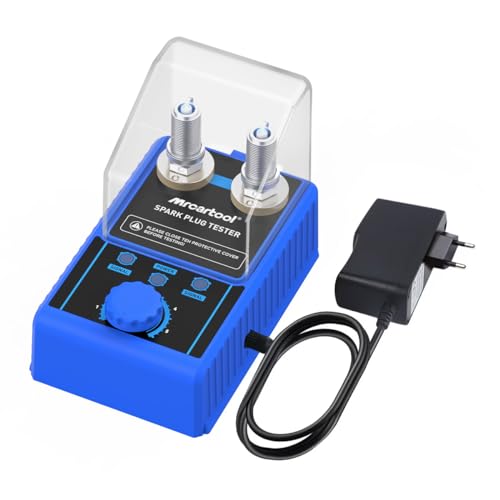 MR CARTOOL Comprobador de Bujías con Doble Orificio, Frecuencia de Trabajo Ajustable 0-6000rpm, Analizador de Bujías con Funda Transparente, para Vehículos de 12V (Azul)