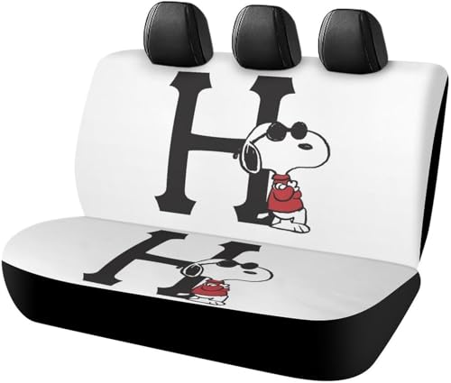 スヌーピー (2) アニメ カーシートカバー 車シートカバー 後部座席用 シート保護 おしゃれ カー用品 軽/普通車 汎用 後席クッションカバー 人気 四季通用 プレゼント