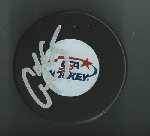 Case McCarthy Signed USA Hockey Puck Boston University Terriers BU NJ Devils - College Autographed Miscellaneous Items