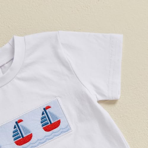 Image of 4th Of July Toddler Boy Outfit Popsicle American Flag T-Shirt and Gingham Plaid Shorts Set Independence Day Clothes