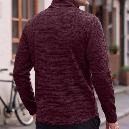 Mens 1/4 Zip Pullover Fleece Lined Textured Vintage Fall Sweatshirts - image 3