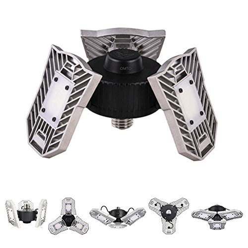 OMTO Deformable Garage Led Light High Intensity Mining Lamps 60W 6000LM Ceiling Light Garage, Warehouse,Attic,Workshop,Basement. (WARM WHITE 3000K, Ordinary)