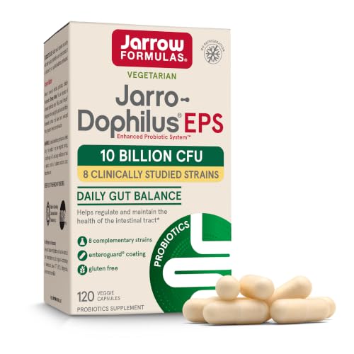 Jarrow Formulas Jarro Dophilus Probiotics 10 Billion CFU - Probiotic Supplement Capsules for Digestive Health & Gut Health for Women and Men 120 Veggie Capsules Up to 60 Days Shelf Stable