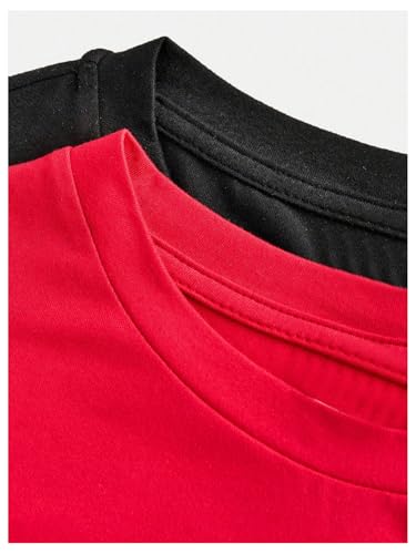 Girl's 2 Packs Graphic Tees Short Sleeve Crew Neck Crop Tops Slim Fit Summer Cute Tees3