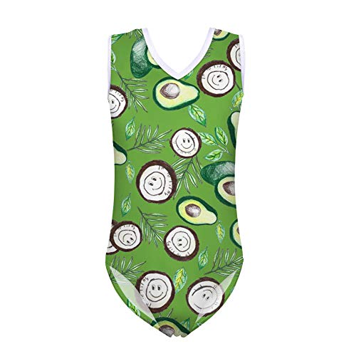 Traje de baño tropical para niñas de 7-8 años en color verde aguacate