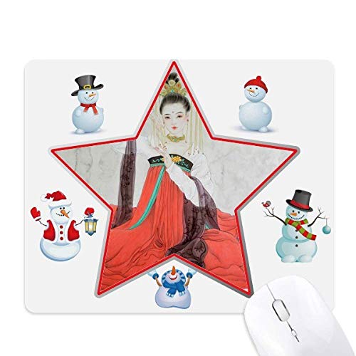Tapis de souris peinture chinoise anti irritation poignet motif beauté sous la neige