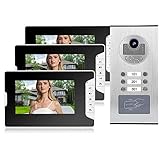 Hozee Videoportero, Fácil de Instalar 3 Monitores 7 en Color Tft LCD Pantalla Manos Libres Intercomunicador...