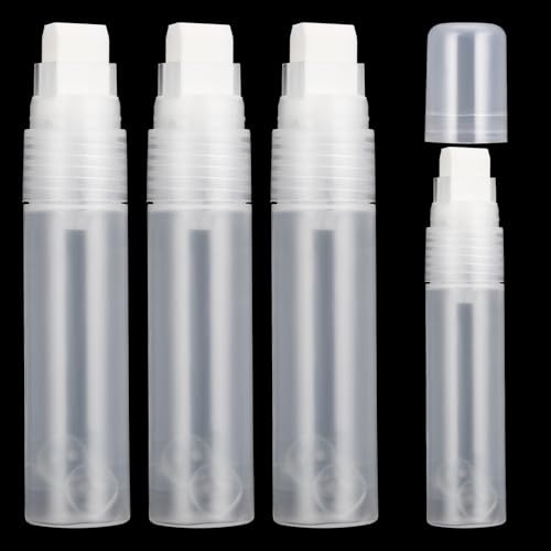 4Pcs Refillable Paint Pen Empty Acrylic Permanent Marker 15mm Clear White Marker Fillable Paint Pen Round Tilted Flat Head Blank aint Pen for Rock Painting Ceramic Metal Graffiti Art DIY Paper Drawing