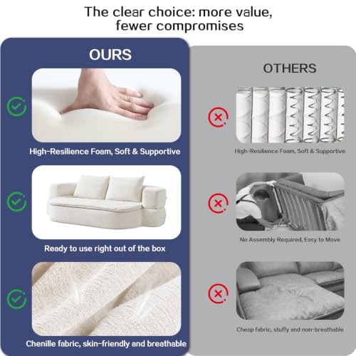 Image of 79 inch Convertible Futon Sofa Bed Mattress, Sleeper Boneless Futon Sofa,Beige