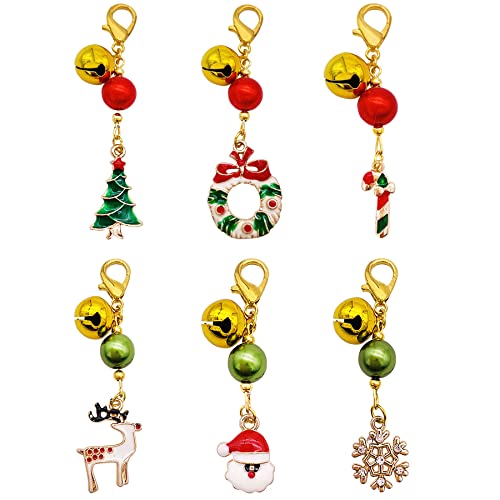 PET SHOW 6pcs Christmas Small Dogs Collar Bell Charms for Girl Boy Puppies Kitten Xmas Party Cats Bells for Collars Clip on Medium Large Dog Collars Accessories