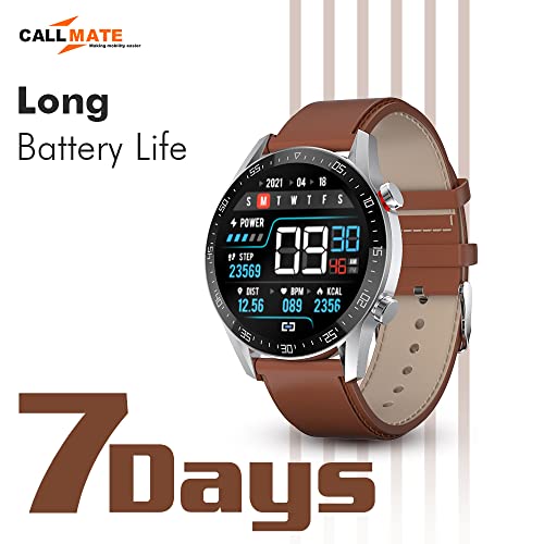 Image of CALL MATE Orbit Full Touch Smartwatch with 1.3 inch Display & 60+ Sports Modes, Bluetooth Calling, Ai Voice Assistant, 7 Days Battery, Sleep Monitoring Smart Watches for Men and Women (Brown)