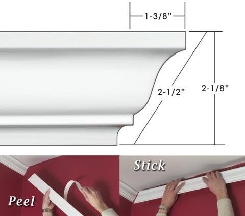 EZ A Peel ECM216 2.5 in. Easy Crown Molding - 17 ft. x 17 ft.